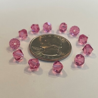 (12) 6mm Swarovski Crystal Bicone Beads 5328 -  Rose