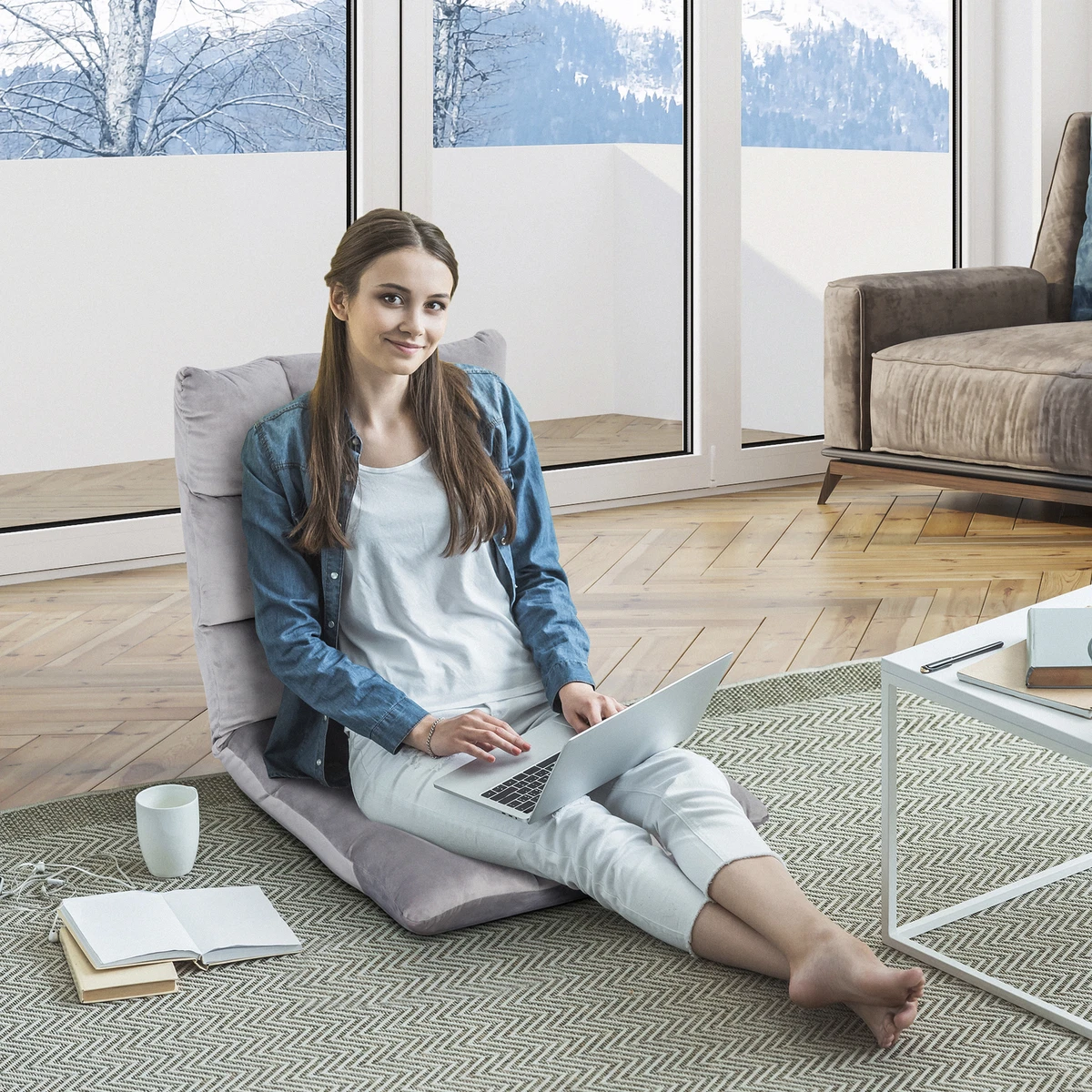 Adjustable Floor Chair Folding Sofa for Meditation Reading with Back Support