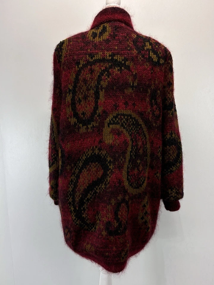 Chaqueta Suéter De Colección Sutton Place Talla Grande Para Mujer’s Paisley Tejido Forrado Cremallera Completa Años 80 Foto 3 de 4