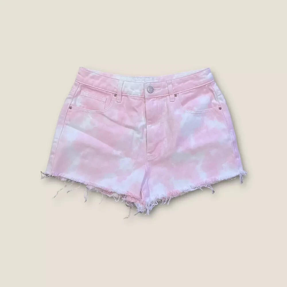 PacSun Tie Dye High Rise Denim Festival Shorts Womens Size 23 Pink