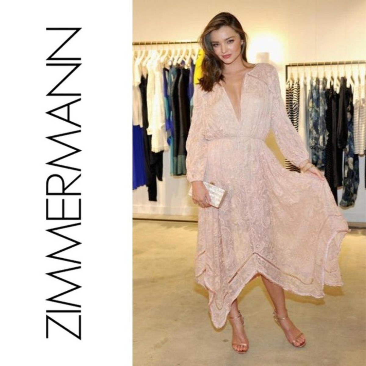 Zimmermann Dusty Pink Henna Floating Fringe Dress Size XS No