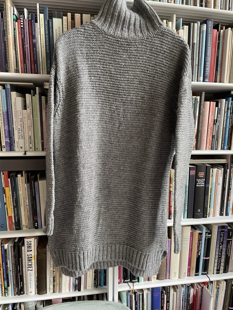 Zara Knit M Gray Wool Blend Oversized Turtleneck Sweater