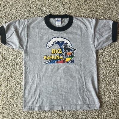 Vintage Big Kahuna Graphic T-Shirt Youth Med Waikiki Beach Hawaii Surfer I8