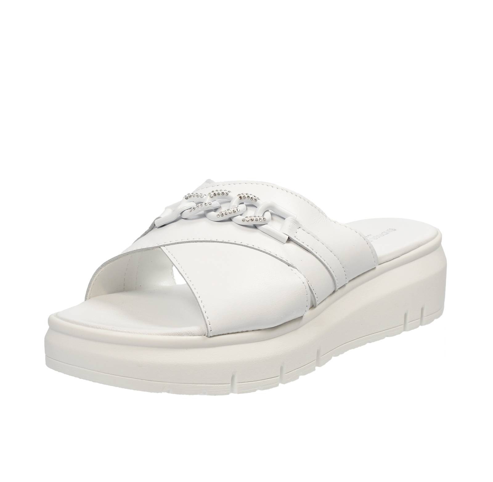 Andrea Pierago Leder Hausschuhe mit weißem Keilabsatz - Größe 36 [23,4 cm] Schuhe