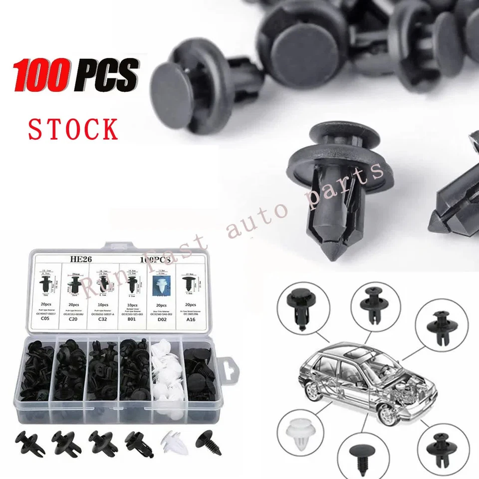 Kit de 100 clips de retención de empuje para guardabarros forro parachoques para Dodge EE. UU. Foto 2 de 4