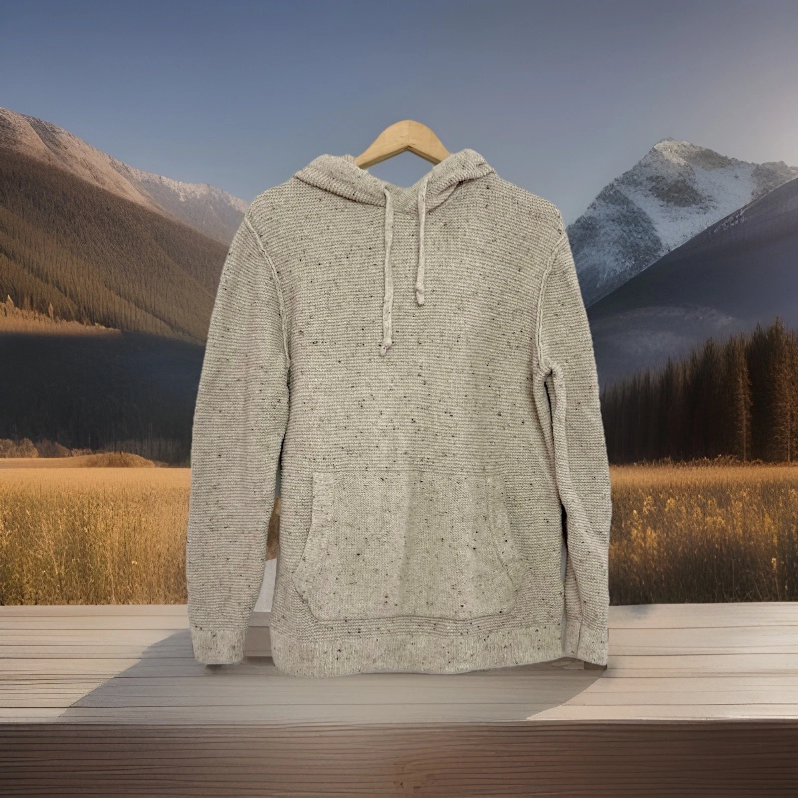 American Eagle Coastal Gorpcore Speckled Knit Minimalist Hoodie Sweater S