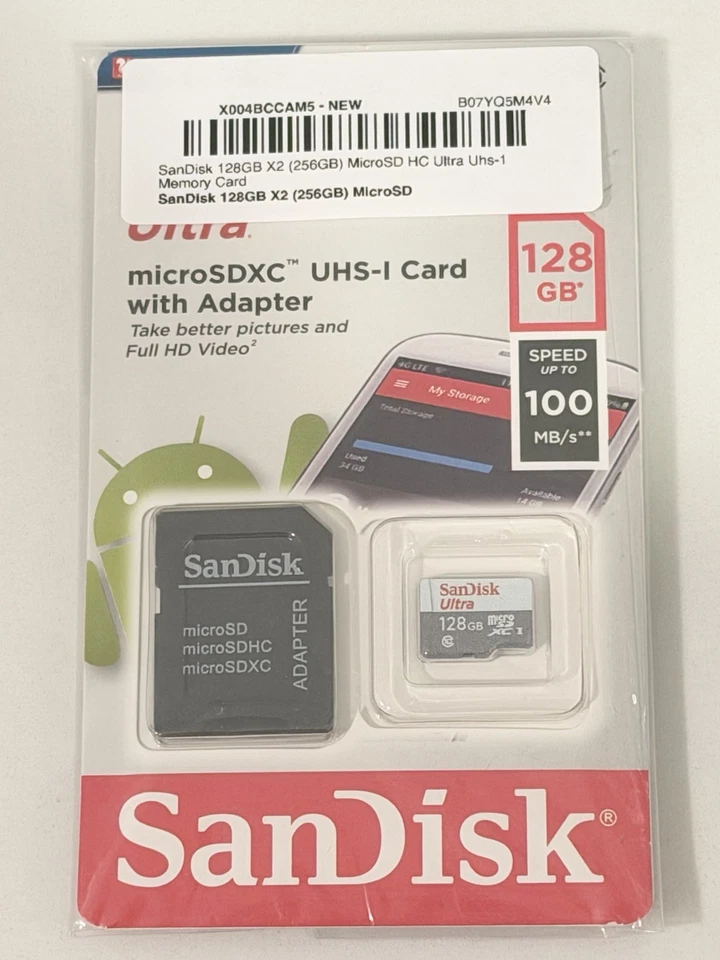SanDisk Ultra 128GB microSDXC UHS-I Memory Card 2-Pack (256GB) – New Sealed - Image 3 of 4