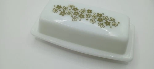 Vintage PYREX Spring Blossom Crazy Daisy Butter Dish & Lid USA