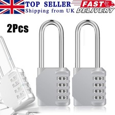 2Pcs 4 Digit Combination Padlock Long Heavy Duty Outdoor Lock Gym Travel Luggage
