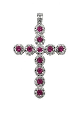 Divine Ruby   Kreuzanhänger aus 960 Argentium Silber