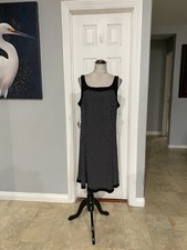 Jones New York Women 16 black and white polka dot sleeveless dress