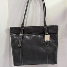 Nine West Purse Dark Slate Faux Leather Satchel Shoulder Bag Carry Alls Handbag 