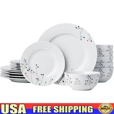 18 Piece Dinnerware Set Plates Bowls Dishes Service 6 Porcelain Dishwasher Safe