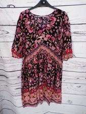 LADIES RUSTTYDUSTTY BLACK PINK FLORAL SHORT SLEEVE A LINE DRESS SIZE 3XL