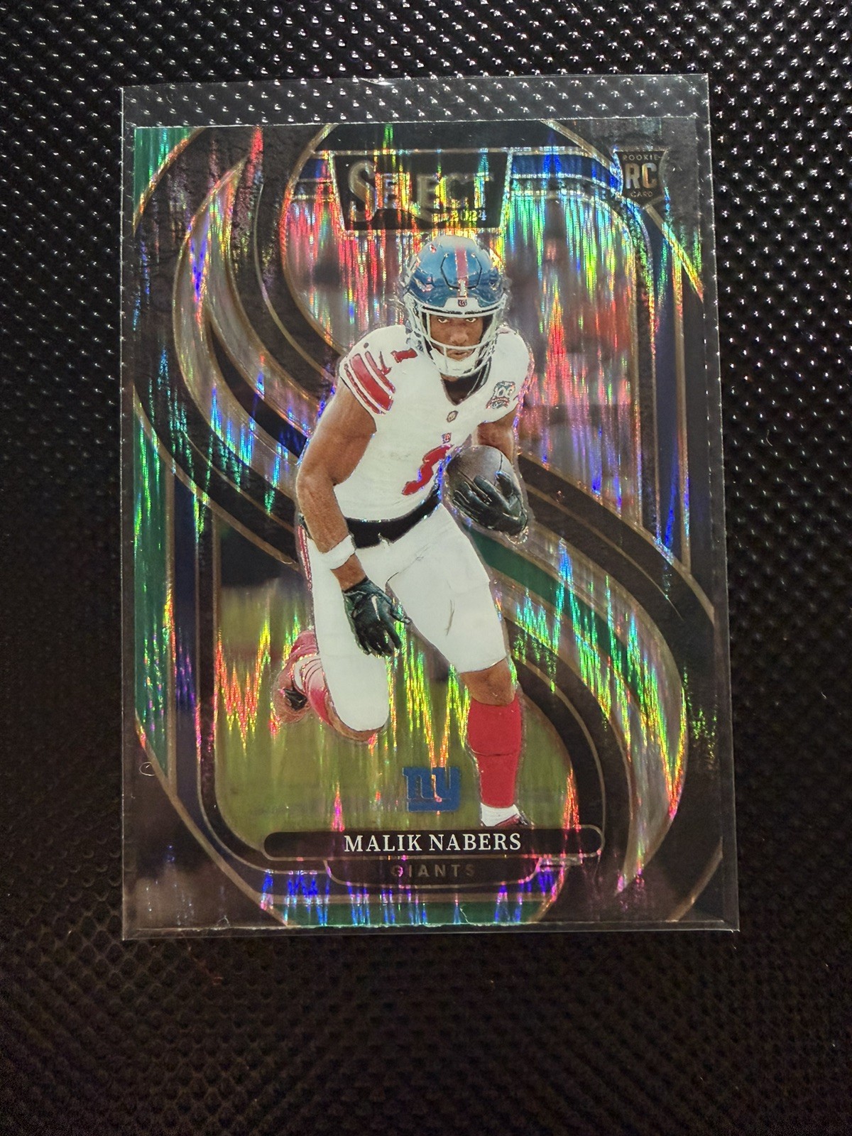 2024 Select Malik Nabers Premier RC Black and Green Prizm Shock #116 Giants