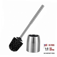 SUS304 Stainless Steel Toilet Brush and Holder Set Stain Nickle 12In Handle