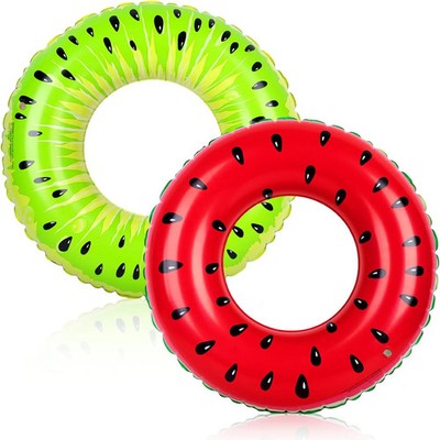 HeyOtters 2 Pack Pool Floats Kids, Pool Tubes Inflatable Fruit Watermelon & Kiwi