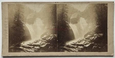 FRANCE Cauterets Cascade Photographie Artistique c1860 Stereo Vintage Albumine