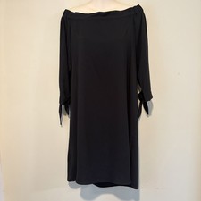 EUC! Black LOFT Off Shoulder LBD 3/4 Sleeved Shift Dress -Size Small