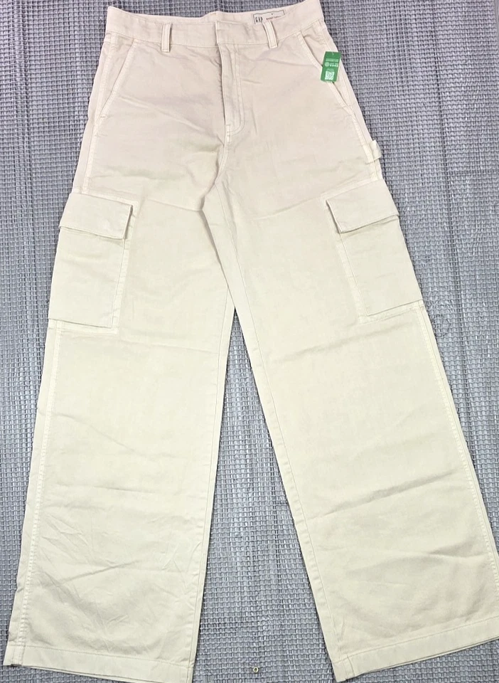 Gap Massive Baggy Wide-leg Cargo Pants Khaki Canvas Women 6T NWT 30.5x34 - Image 2 of 4
