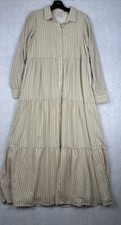 American Eagle Button Up Long Shirt Dress Striped Size Medium