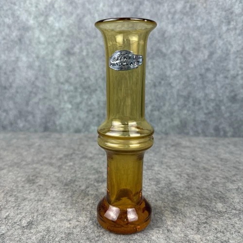 Blenko Amber Bamboo Glass Bud Vase MCM Art Glass 6.5 Inch