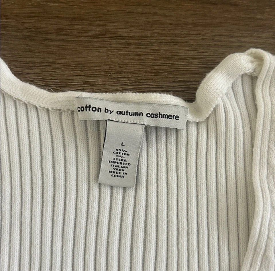 Top tejido acanalado cachemir otoño en blanco talla grande Foto 2 de 3
