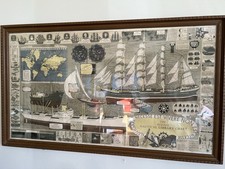 VINTAGE LARGE MARITIME BOAT POSTER "THE RUDDER NAUTICAL LIBRARY CHART" SWEDEN E3