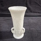Westmoreland Vintage Milkglass Vase With Swans And Cattails  6.5" X 3"