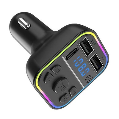 Car Bluetooth USB & Type-C FM Transmitter Adapter Radio MP3 Player RGB Light