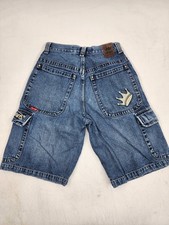 Vtg 90s JNCO Cargo Jean Shorts Loose Baggy Hip Hop Crown Grunge Jorts Mens 29