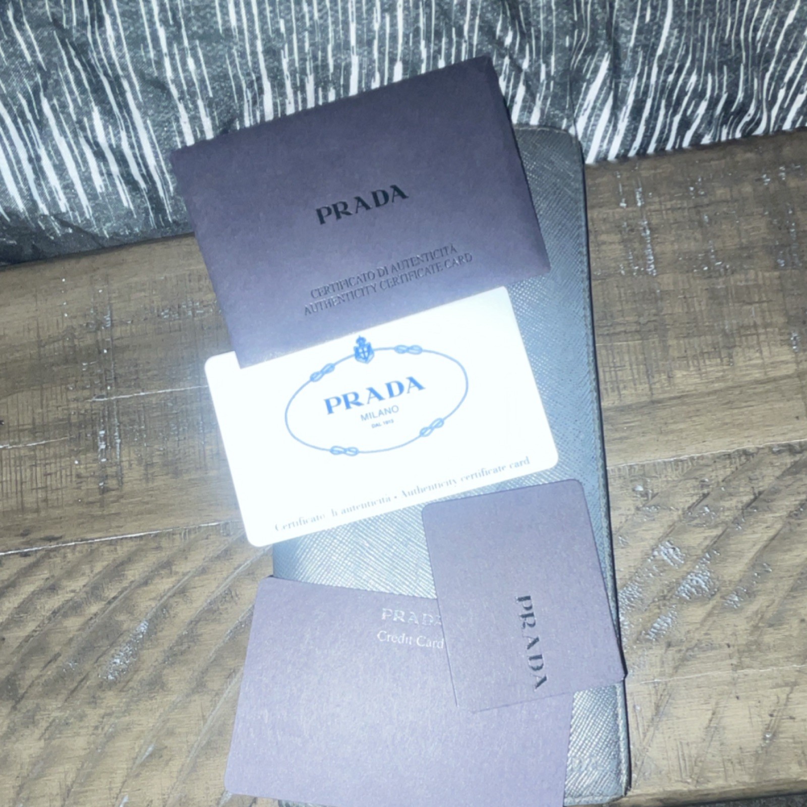 PRADA Gray Solid Pattern Folding Wallet Women's C… - image 5