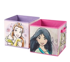 Idea Nuova Disney Princess Collapsible Storage Cubes, Set of 2, 10"x10"
