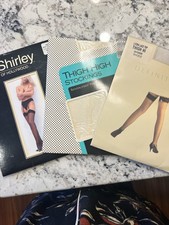 Vintage Thigh High Stockings, White, Ivory , 3 Pairs, Read Description