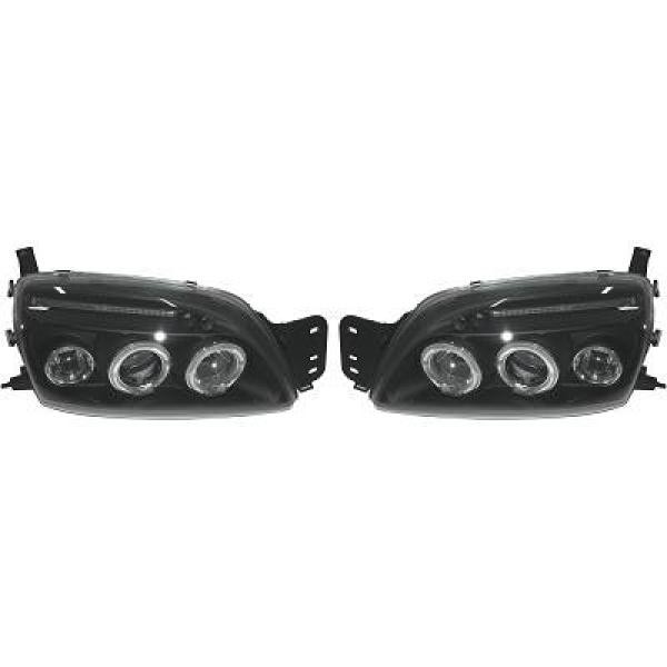 Scheinwerfer Passend FüR Set Ford Fiesta Baujahr 1999-2002 Klarglas/Schwarz-image