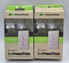 Set Of 2 Duplex Eco PowerPlate LED Nightlights with Sensor • New Sealed Package