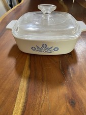 Corning Ware Casserole Dish A-1-B Blue Cornflower 1 Quart with Pyrex A7C Lid