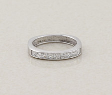 Sterling Silver Cubic Zirconia Band Ring Square Shape Band Size 7 1/4