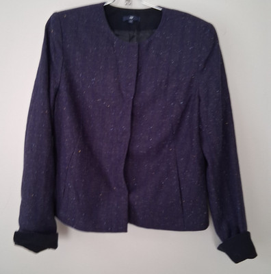 Gap Wool Blend Blazer Jacket Womens Sz 8 Gray Academia Office Career Two Button