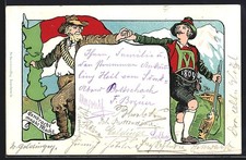 Artists' AK Tyrolean freedom fighters and Boer warriors shake hands, B