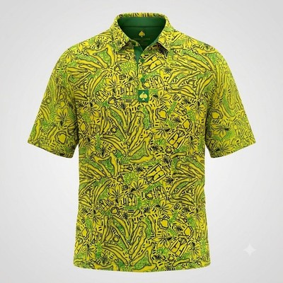 Pins And Aces Polo Shirt Mens L Limited Edition Augusta 2022 Masters Golf Doodle