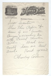 19?? LETTERHEAD PUEBLO COLORADO FAMOUS HOTEL VAIL