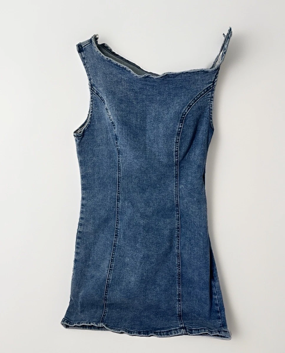 forever 21 short sleeve denim dress Forever 21 Summer New Style Square Neck Sleeveless Fitted Street Fashion  Women Denim Mini Dress