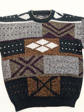 Vintage Expressions Abstract multicolor geometric sweater Men's L 90s Groovy