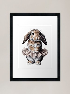 Loop Ear Bunny Rabbit Tutu Ballett R gerahmtes Wandbild Poster Leinwanddruck Bild