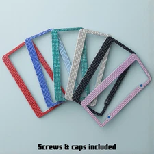 Premium sparkling rhinestone crystal license plate tag frame diamond bling