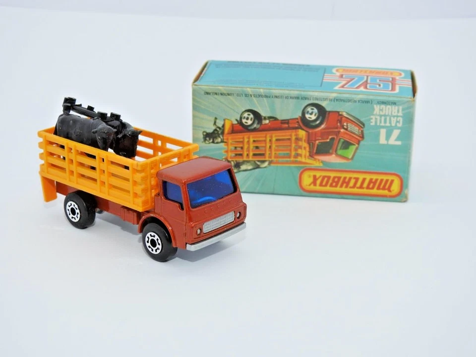 Matchbox Lesney 1976-81 No.71 Bronzo Camion Trasporto Bestiame Nuovo K Tipo Box - Immagine 2 di 4