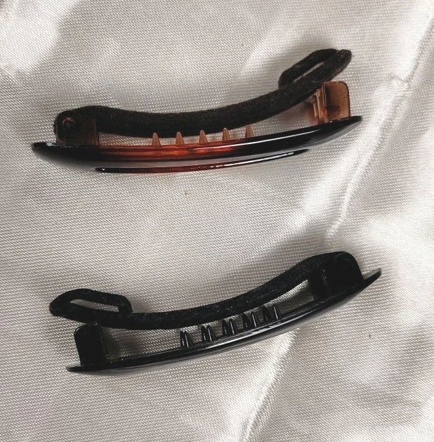 Black & Brown Faux Tortoise Shell Barrettes With Felt And Teeth - Image 4 of 4