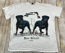 Mens Boohoo Man Rottweiler Dog White Streetwear T Shirt Size Large