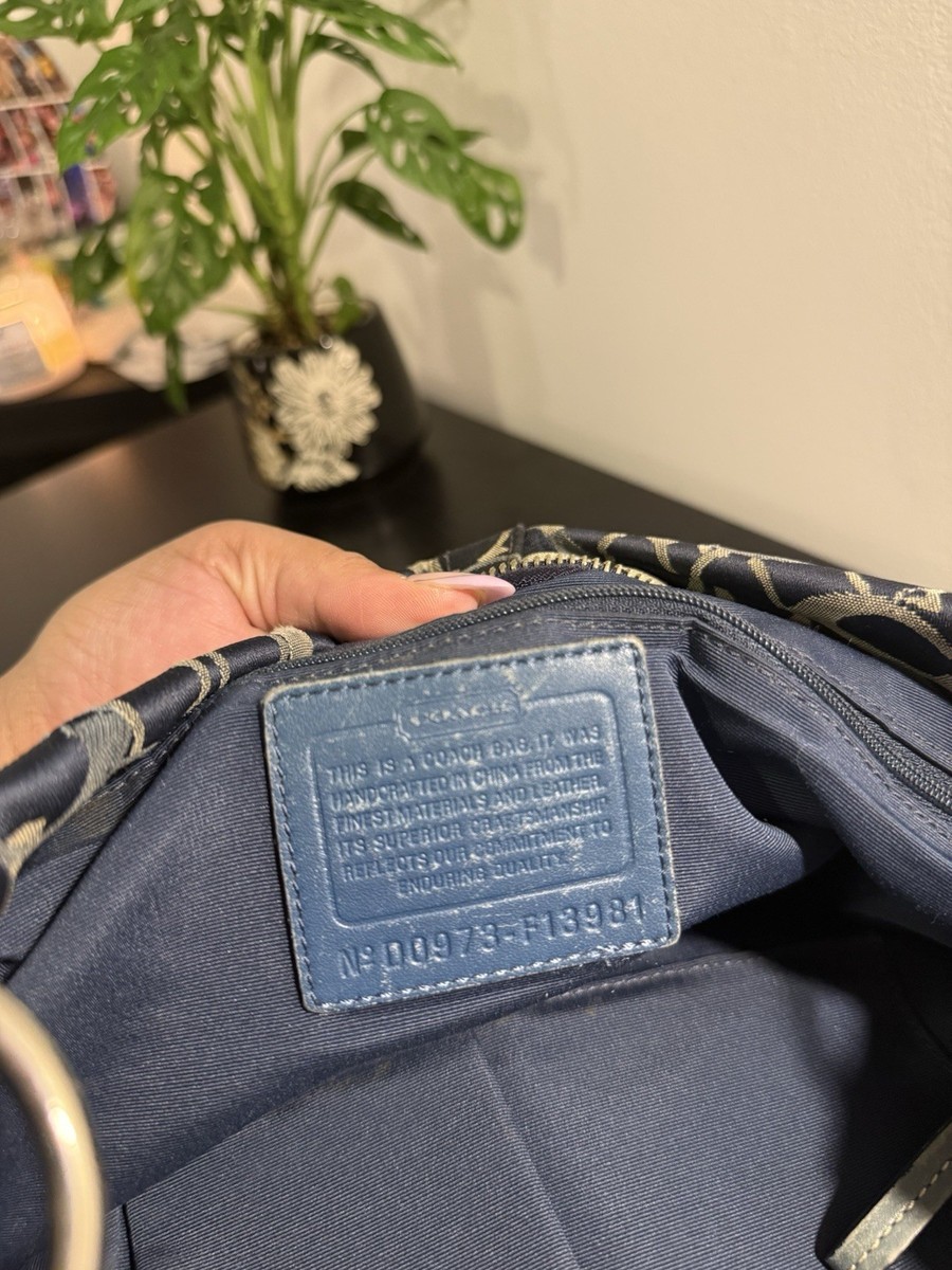Coach Signature Carly Shoulder Bag Rare Blue Optic C Jacquard Hobo